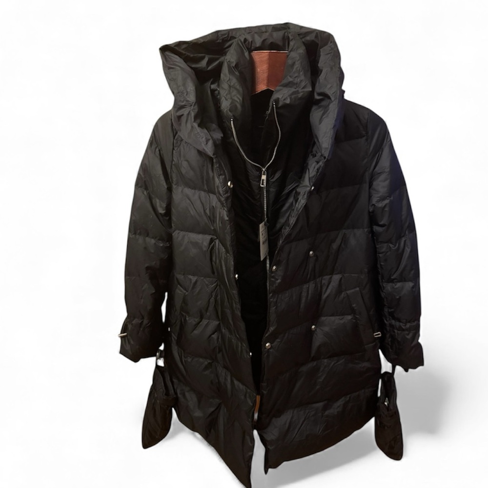 Brand new dark blue Zara dawn  Hooded Puffer Jacket with mittens size M